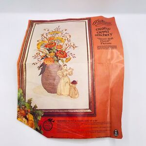 PARAGON NEEDLCRAFT CREWEL EMBROIDERY KIT 0212 "STRAW DOLL FLORAL"  14 x 24"
